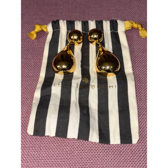 Lele Sadoughi Small Dome Teardrop Earrings in Gold New Womens Dangle Drop - Picture 6 of 11